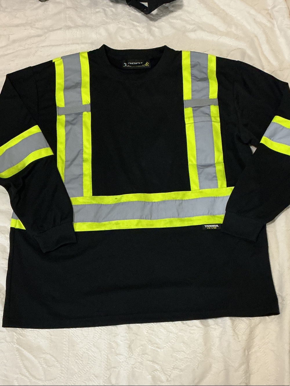 Terra Workwear High-Visibility Long Sleeve Safety Shirt - Black & Neon Yellow